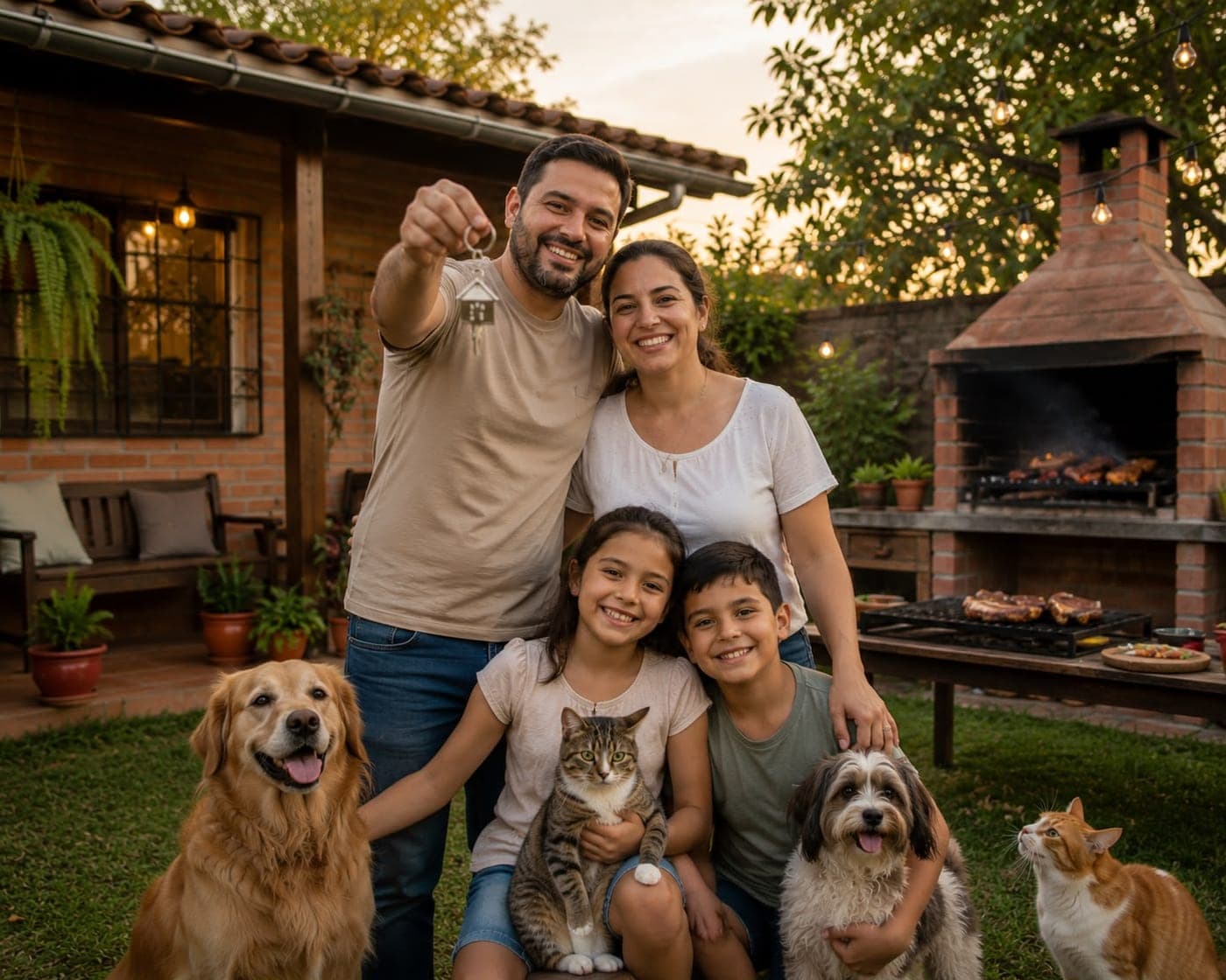 Familia paraguaya recibiendo las llaves de su vivienda